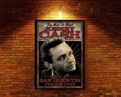 Johnny Cash At San Quentin 1969 Poster A4-A3-A2 Sizes