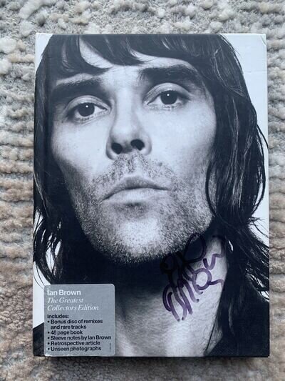 Ian Brown signed Autographed The Greatest Double CD Box Set Stone Roses Oasis