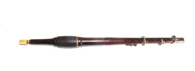 Old C19 Chanter / flageolet / flute BONE Mouthpiece Leather Grip f92a