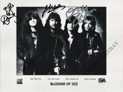 OZZY OSBOURNE 8x10 Photo BLACK SABBATH Bob Daisley Lee Kerslake Autograph SIGNED