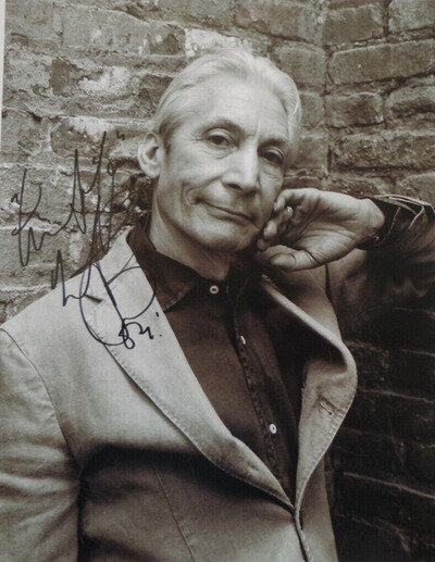 CHARLIE WATTS ROLLING STONES, AUTOGRAPHED 10 X 8 PHOTOGRAPH.