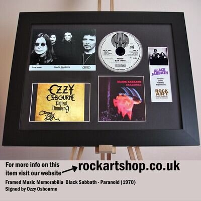 Black Sabbath SIGNED OZZY OSBOURNE Paranoid AUTOGRAPHED Framed *WORLD SHIP