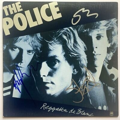 The Police signed Album reggatta de blanc group autographed Sting beckett loa