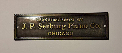 SEEBURG COIN-OPERATED NICKELODEON BRASS REPRODUCTION NAME PLATE