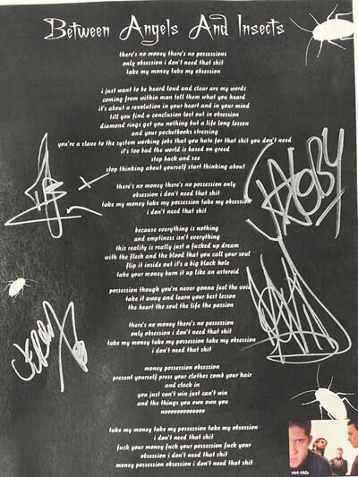 Papa Roach Signed Lyrics Jacob Shaddix Autographed Song Hortin Esperance Buckner