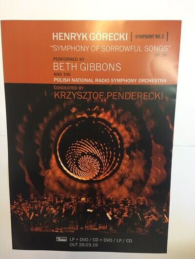 BETH GIBBONS (Portishead) - GLOSSY PROMO POSTER - OFFICIAL - GORECKI SYMPHONY 3