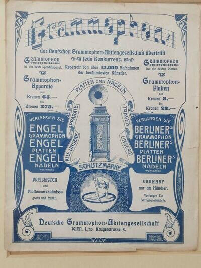 Grammophon AG advertising poster from 1900's/ Deutsche grammophon-Framed glass