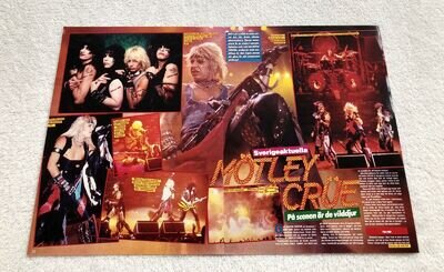 MÖTLEY CRÜE 1984 LEE NEIL SIXX MARS Clipping Poster Swedish Music magazine 1980s