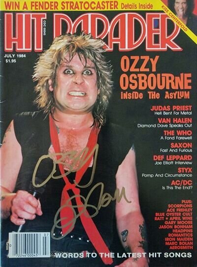 Ozzy Osbourne Autographed "Hit Parader" Magazine Cover