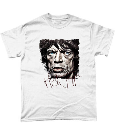 Mick Jagger Caricature Autograph T Shirt Rolling Stones