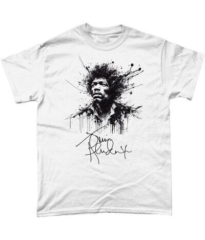 Jimi Hendrix Abstract Autograph T Shirt Experience Woodstock Band Of Gypsys