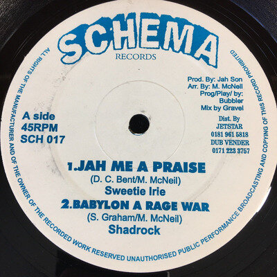 SWEETIE IRIE JAH ME A PRAISE 12'' VINYL SCHEMA RECORDS SCH017 1993 REGGAE