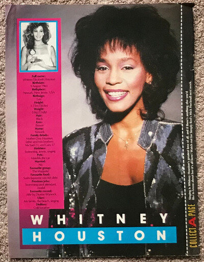 WHITNEY HOUSTON - 1986 full page UK magazine poster