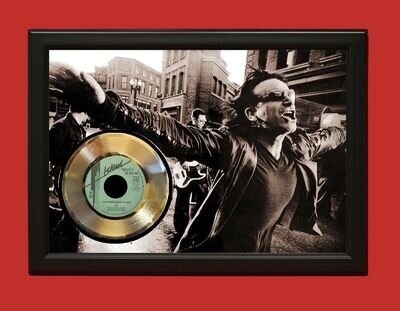 U2 Poster Art Wood Framed 45 Gold Record Display C3