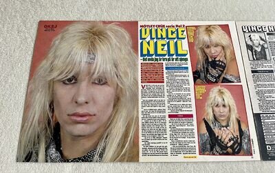 MÖTLEY CRÜE 1984 VINCE NEIL Clipping Poster Swedish Music magazine Okej 1980s