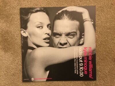 Kylie Minogue Robbie Williams Kids UK Promo Display Flat POSTER Single 2000