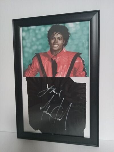 Michael Jackson Autographed Signed Vinyl Cut with Photograph in Frame