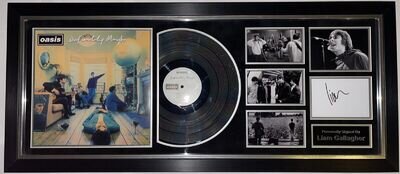 Liam Gallagher Authentic Framed Signed Autograph & Definitely Maybe Vinyl Album