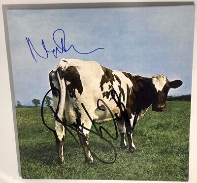 Pink Floyd signed Album Atom Heart Mother lp Roger Waters Nick Mason Beckett loa