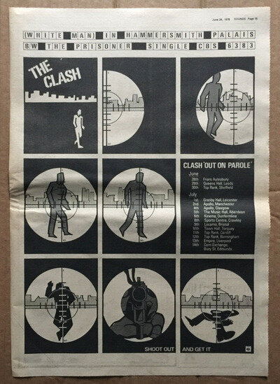 THE CLASH - (WHITE MAN) IN HAMMERSMITH PALAIS Poster Sized music press ad 1978