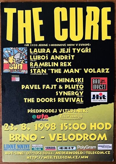 Flyer/Small Poster - The Cure Concert - Brno Velodrom - 23/08/98