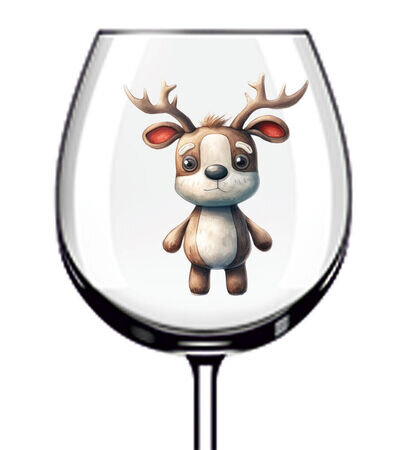 12x Christmas Funny Reindeer Wine Glass Bottle Vinyl Sticker Decals a1566