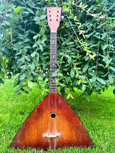 Vintage musical instrument balalaika, 3 strings, USSR (Soviet)