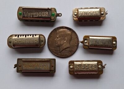 Vintage Miniature Harmonica Lot of 6 Pieces