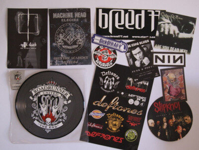 Roadrunner United 7" Vinyl & Metal Sticker LOT Machine Head Slipknot Deftones