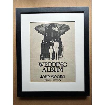 JOHN LENNON/YOKO ONO WEDDING ALBUM (FRAMED) POSTER SIZED original music press ad