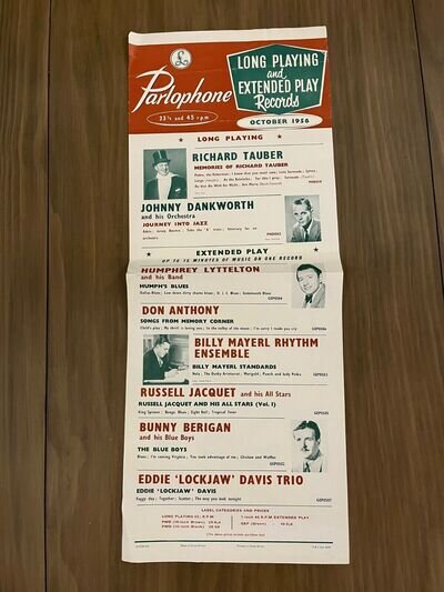 Vintage Original Poster - Parlophone Records 1956 - Richard Tauber Bunny Berigan