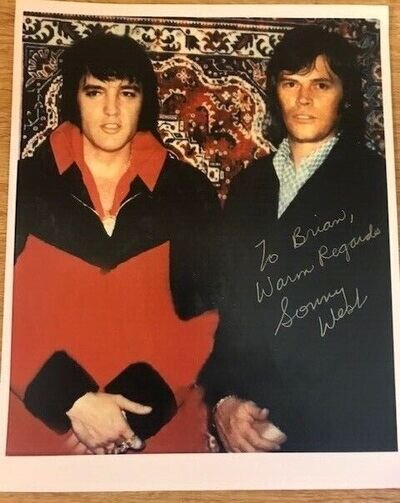 Sonny West autographed colour photo with Elvis sent to me by Sonny personally