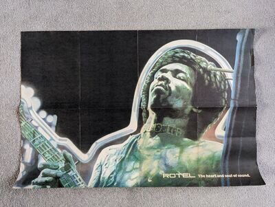 Jimi Hendrix/Rotel. Rare Advertising Poster Vintage Original 1970s.