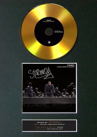 STORMZY Gang Signs & Prayer Mounted Signed Autograph GOLD CD Print A4 #160