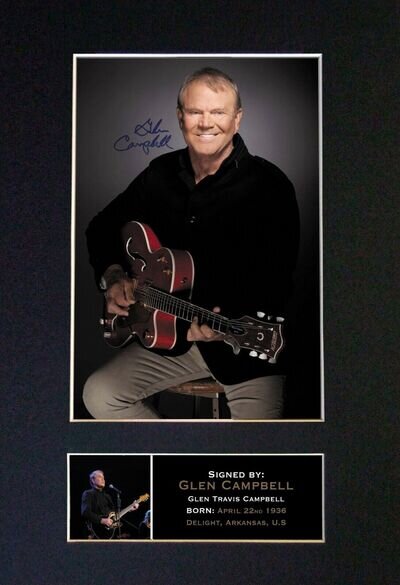 GLEN CAMPBELL Signed Mounted Reproduction Autograph Photo Prints A4 279