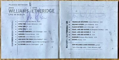 John Williams John Etheridge Places Between Live In Dub Autographed CD