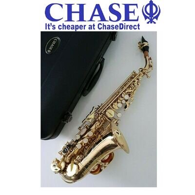 Saxophone Soprano Curved in Bb Gold Finish In Hard Case Full Chase Outfit - SSC_