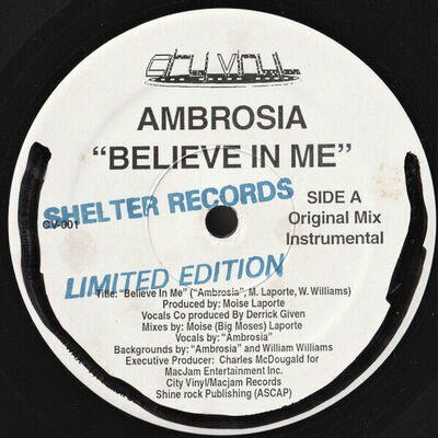 Ambrosia - Believe In Me - USA 12" Vinyl - 2001 - Cv 1