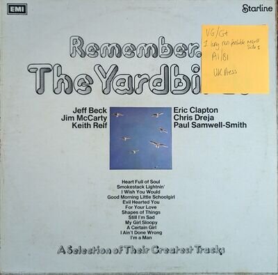 The Yardbirds Remember Vinyl Record VG/G+ SRS 5069 1st Press