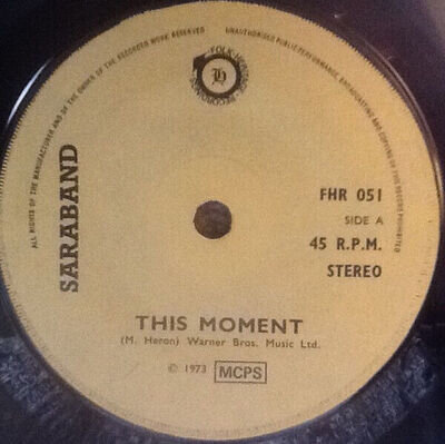 Saraband - This Moment UK - 7"