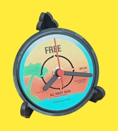 FREE (Rock band) 4" Desk / Table Top CLOCK Upcycled Vinyl ROCK SINGLE Record