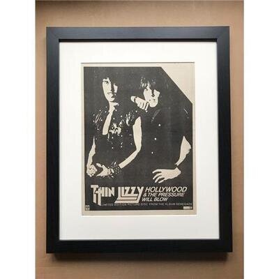 THIN LIZZY HOLLYWOOD (FRAMED) POSTER SIZED original music press advert from 1982