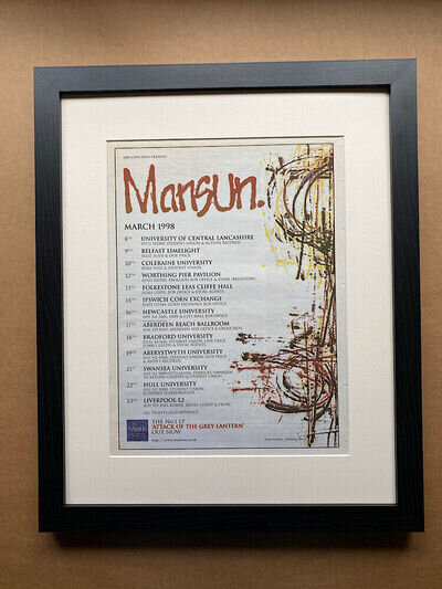 MANSUN MARCH 1998 TOUR (FRAMED) POSTER SIZED original music press advert from 19