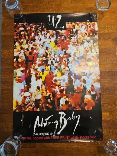 Rare 1991 U2 Achtung Baby Record Store / Shop Promotional Poster Display