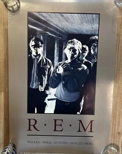 Vintage 80s 1986 R.E.M. Walked Swam Hunted Danced Sang Poster 34x22.5 Band Promo