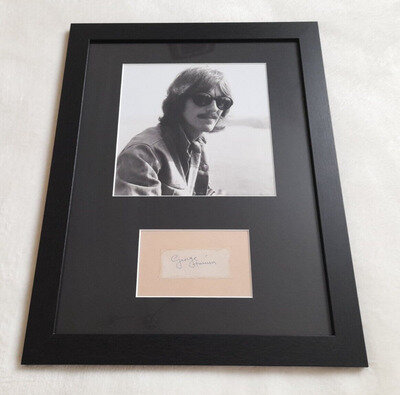 GEORGE HARRISON SIGNED AUTOGRAPH BOOK PAGE FRAMED THE BEATLES