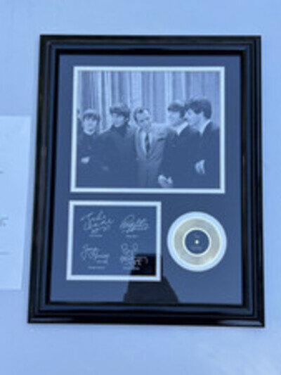 Beatles with Ed Framed Gold Record & Facsimile autograph