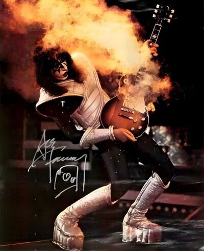 Kiss Ace Frehley Photo Poster Solo Flaming Guitar