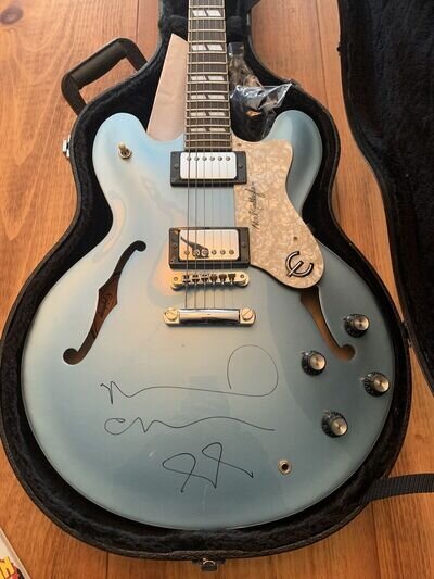 OASIS NOEL GALLAGHER SIGNED AUTOGRAPHED EPIPHONE SUPERNOVA GUITAR MAN CITY BLUE