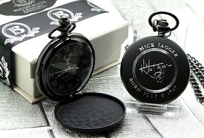 Signed MICK JAGGER Pocket Watch and Chain LUXURY THE ROLLING STONES Autographed